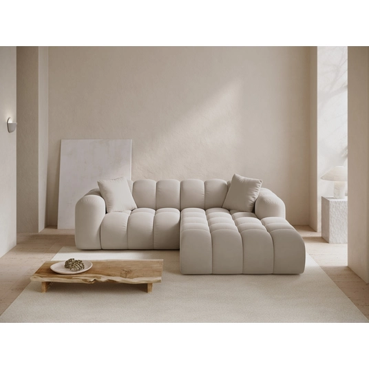 Velvet Right Corner Sofa, "Treno", 3 Seats, 240x184x70 Made in Europe