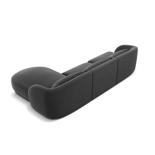 Velvet Right Corner Sofa, "Tulum", 4 Seats, 255x156x70 Made in Europe