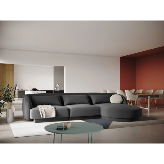 Velvet Right Corner Sofa, "Tulum", 4 Seats, 255x156x70 Made in Europe