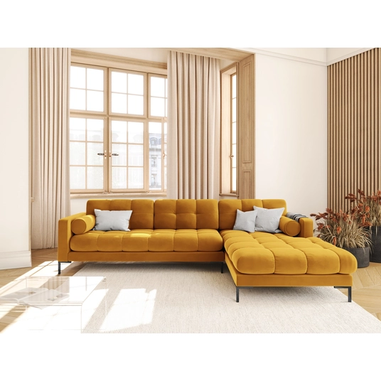 Velvet Right Corner Sofa, "Bali", 5 Seats, 293x185x75 Made in Europe