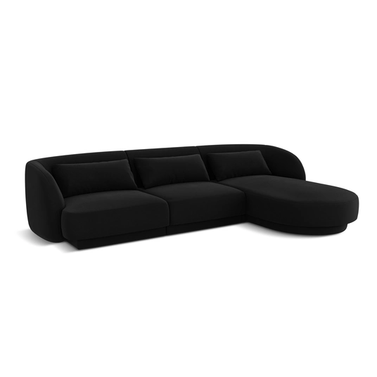 Velvet Right Corner Sofa, "Tulum", 4 Seats, 255x156x70 Made in Europe