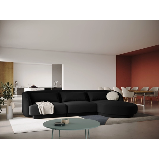 Velvet Right Corner Sofa, "Tulum", 4 Seats, 255x156x70 Made in Europe