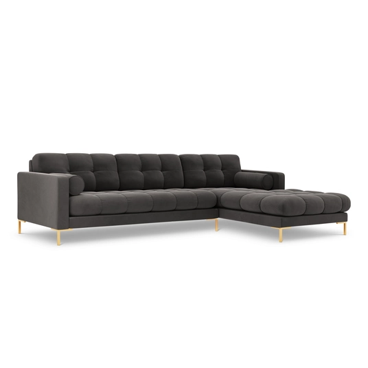 Velvet Right Corner Sofa, "Bali", 5 Seats, 293x185x75 Made in Europe