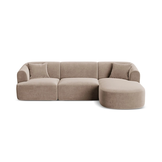 Velvet Modular Right Corner Sofa, "Campi", 4 Seats, 256x156x70 Made in Europe
