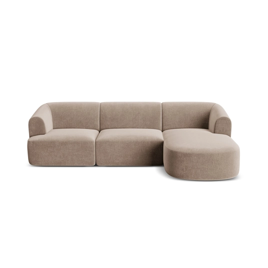 Velvet Modular Right Corner Sofa, "Campi", 4 Seats, 256x156x70 Made in Europe