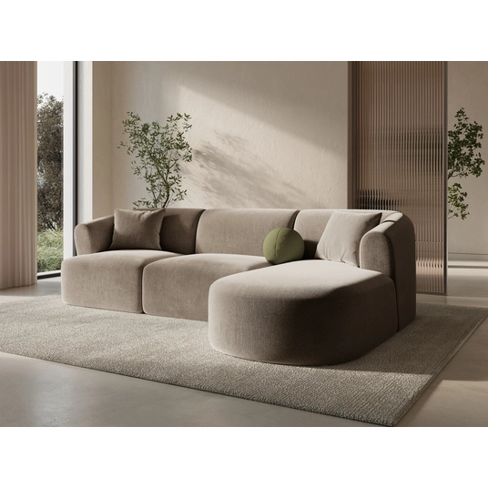 Velvet Modular Right Corner Sofa, "Campi", 4 Seats, 256x156x70 Made in Europe