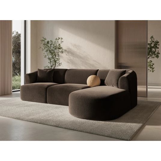 Velvet Modular Right Corner Sofa, "Campi", 4 Seats, 256x156x70 Made in Europe