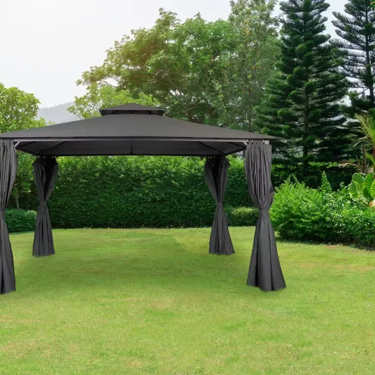 Välispergola, 4 × 3 m, võrkudega, tumehall