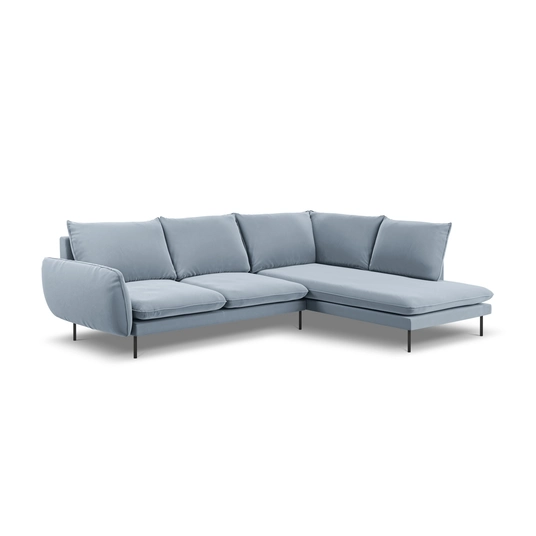 Velvet Right Corner Sofa, "Vienna", 6 Seats, 275x185x95 Made in Europe