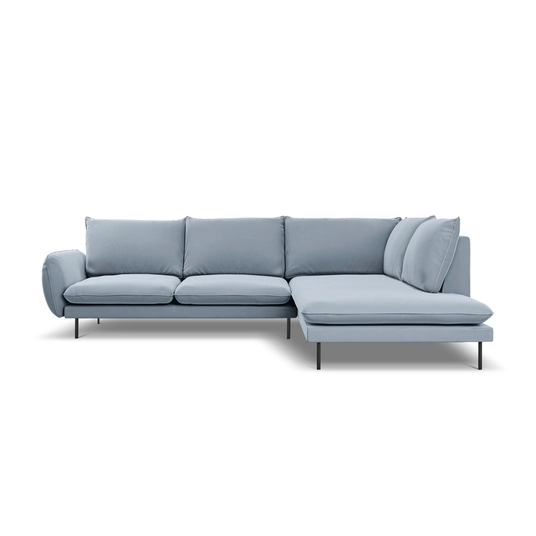 Velvet Right Corner Sofa, "Vienna", 6 Seats, 275x185x95 Made in Europe