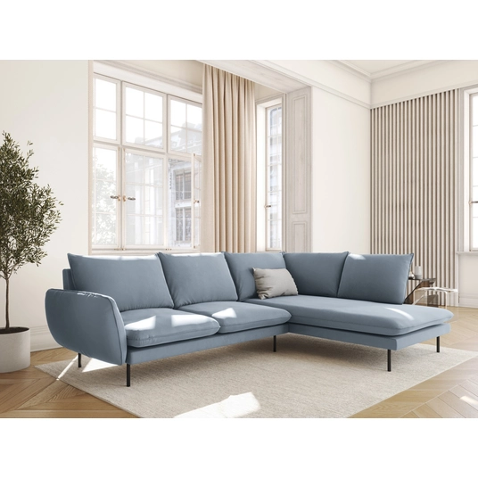 Velvet Right Corner Sofa, "Vienna", 6 Seats, 275x185x95 Made in Europe