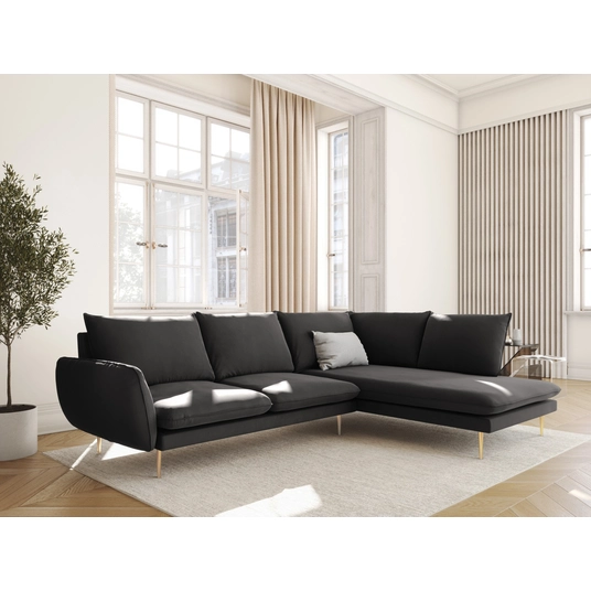 Velvet Right Corner Sofa, "Vienna", 6 Seats, 275x185x95 Made in Europe