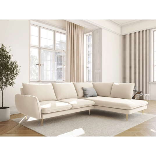 Velvet Right Corner Sofa, "Vienna", 6 Seats, 275x185x95 Made in Europe
