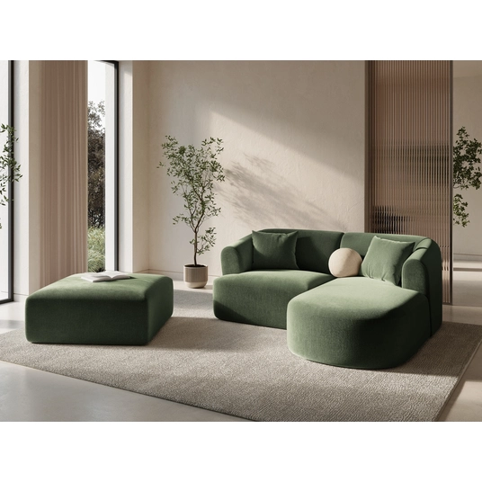 Velvet Modular Right Corner Sofa, "Campi", 3 Seats, 180x156x70 Made in Europe