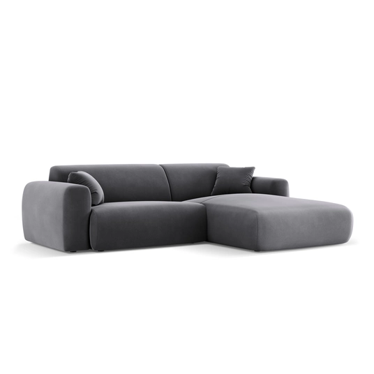 Velvet Right Corner Sofa, "Nolio", 4 Seats, 235x170x72 Made in Europe