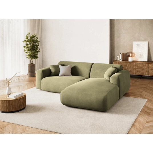 Velvet Right Corner Sofa, "Nolio", 4 Seats, 235x170x72 Made in Europe