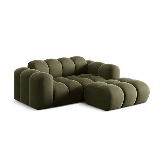Velvet Right Corner Sofa, "Treno", 2 Seats, 180x164x70 Made in Europe