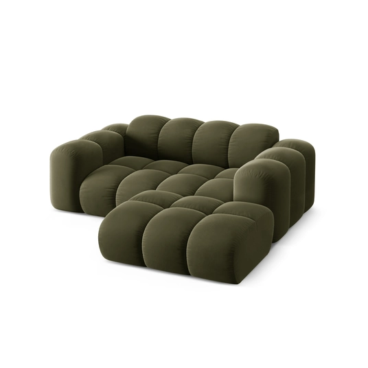 Velvet Right Corner Sofa, "Treno", 2 Seats, 180x164x70 Made in Europe