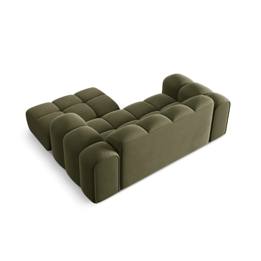 Velvet Right Corner Sofa, "Treno", 2 Seats, 180x164x70 Made in Europe