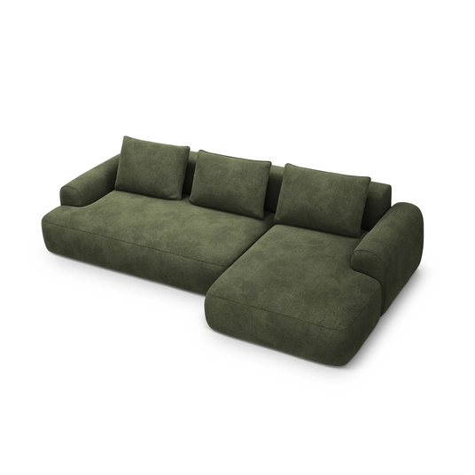 Velvet Right Corner Sofa With Bed Function And Box, "Calma", 3 Seats, 275x142x84 Made in Europe