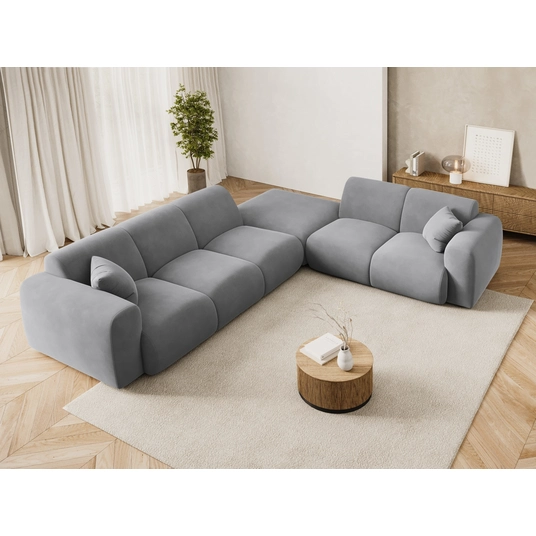Velvet Right Corner Sofa, "Nolio", 4 Seats, 315x250x72 Made in Europe
