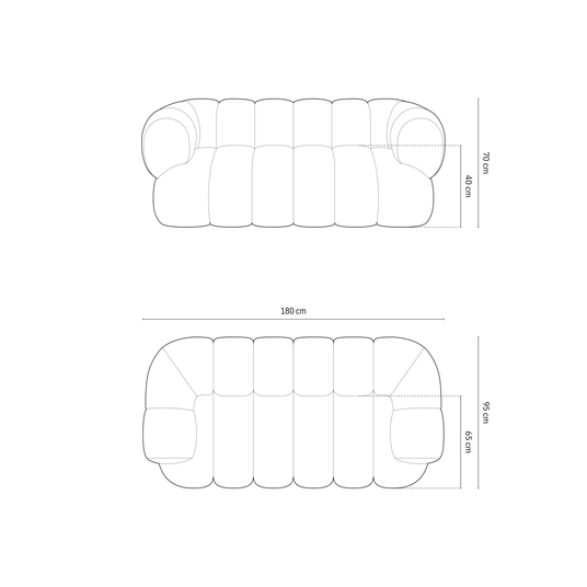 Velvet Sofa, "Koge", 2 Seats, 180x95x70 Made in Europe
