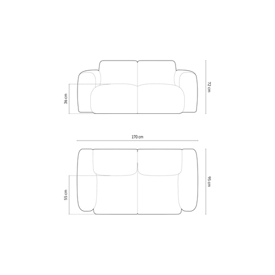 Sofa, "Nolio", 2 Seats, 170x95x72 Made in Europe