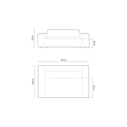 Sofa, "Chicago", 2 Seats, 175x102x70 Made in Europe