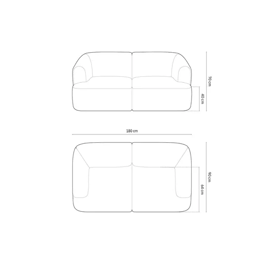 Modular Sofa, "Campi", 2 Seats, 180x90x70 Made in Europe