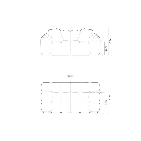 Sofa, "Treno", 2 Seats, 180x94x70 Made in Europe
