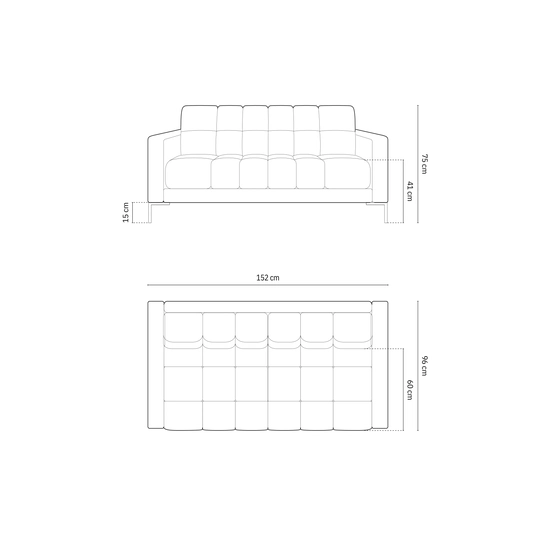 Velvet Sofa, "Bali", 2 Seats, 152x96x75 Made in Europe
