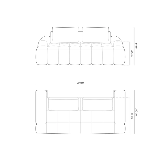 Velvet Sofa, "Linz", 3 Seats, 200x100x84 Made in Europe