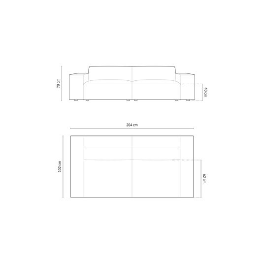 Sofa, "Arendal", 3 Seats, 204x102x70 Made in Europe