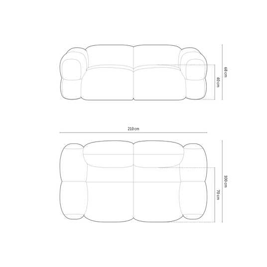 Sofa, "Loretto", 3 Seats, 210x100x68 Made in Europe