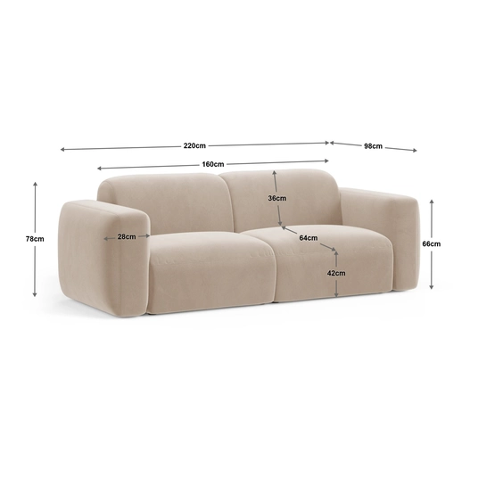 Modular Sofa, "Strino", 3 Seats, 220x98x78 Made in Europe