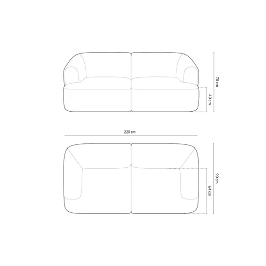 Modular Sofa, "Campi", 3 Seats, 220x90x70 Made in Europe