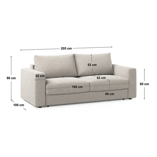 Sofa With Bed Function, "Grena", 3 Seats, 205x100x90 Made in Europe