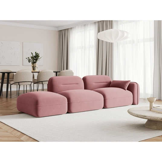 Velvet Left Modular Sofa, "Sydney", 3 Seats, 295x90x70 Made in Europe