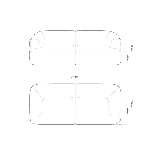Velvet Modular Sofa, "Campi", 4 Seats, 255x90x70 Made in Europe