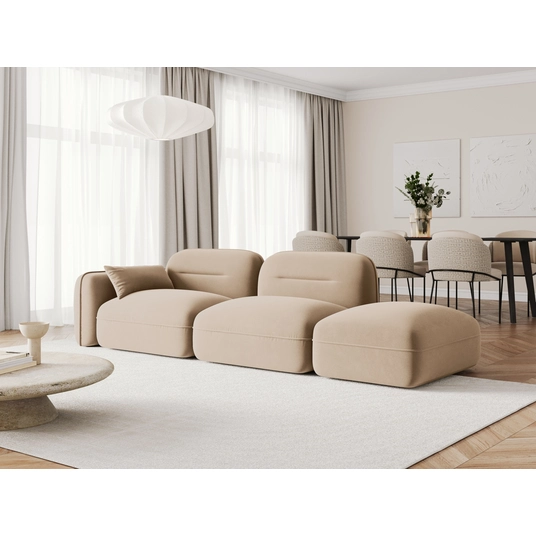 Velvet Right Modular Sofa, "Sydney", 3 Seats, 295x90x70 Made in Europe