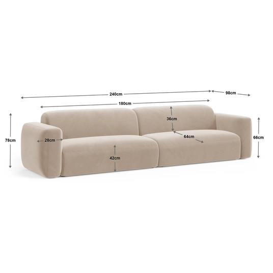 Modular Sofa, "Strino", 4 Seats, 240x98x78 Made in Europe