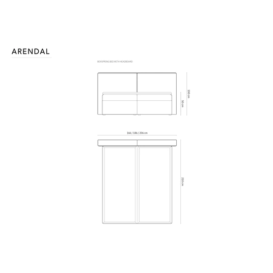 Voodikomplekt "Arendal", 210x186x100, valmistatud Euroopas.