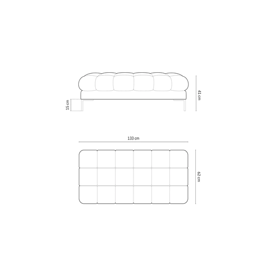 Velvet Bench, "Bali", 2 Seats, 62x133x40 Made in Europe