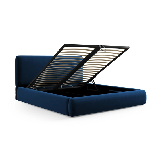Velvet Storage Bed With Headboard, "Colonel", 220x160x100 Made in Europe