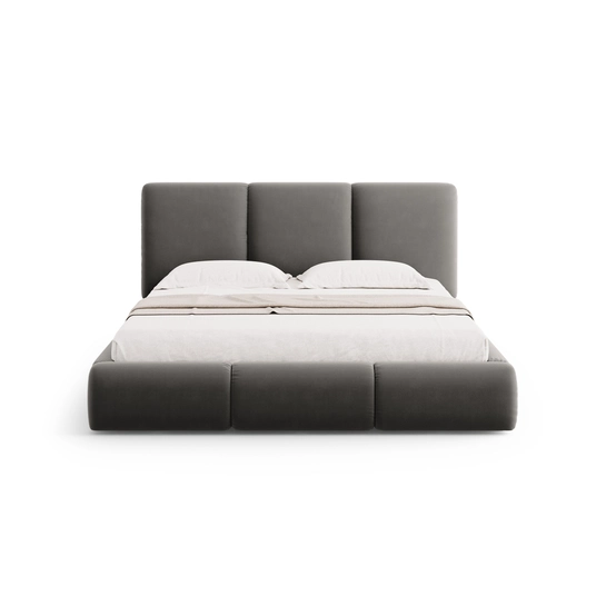 Velvet Storage Bed With Headboard, "Nicolas", 220x160x100 Made in Europe
