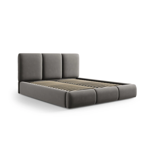 Velvet Storage Bed With Headboard, "Nicolas", 220x160x100 Made in Europe