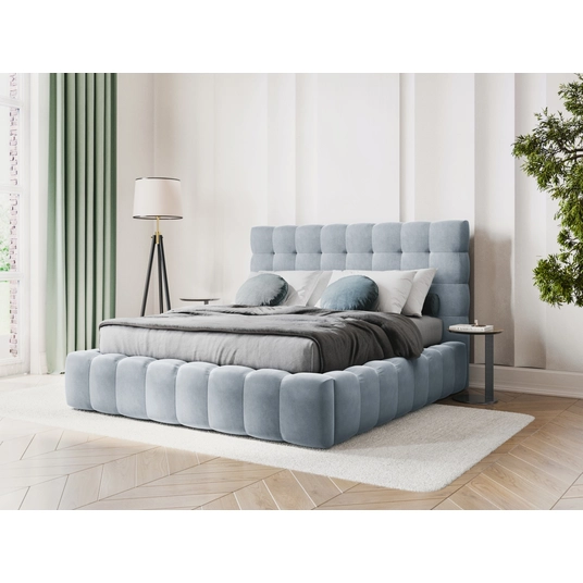 Velvet Storage Bed With Headboard, "Bali", 230x165x125 Made in Europe
