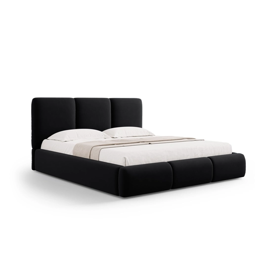 Velvet Storage Bed With Headboard, "Nicolas", 220x160x100 Made in Europe