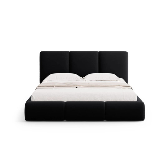Velvet Storage Bed With Headboard, "Nicolas", 220x160x100 Made in Europe