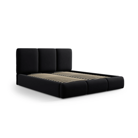 Velvet Storage Bed With Headboard, "Nicolas", 220x160x100 Made in Europe